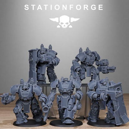 Grim Guard Power Armor, Imperial Army proxy miniature, infantry, 28mm heroic scale unpainted resin