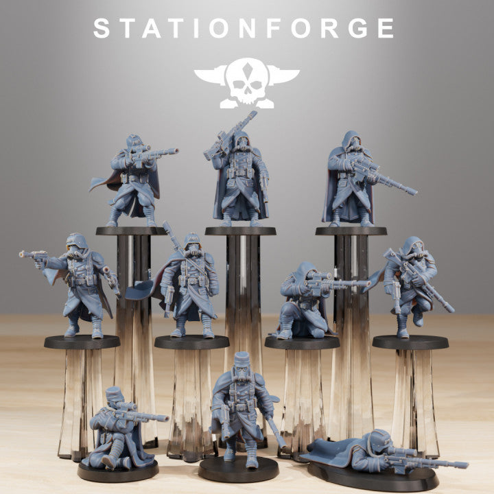 Grim Guard Marksmen, Imperial Army proxy miniature, infantry, 28mm heroic scale unpainted resin