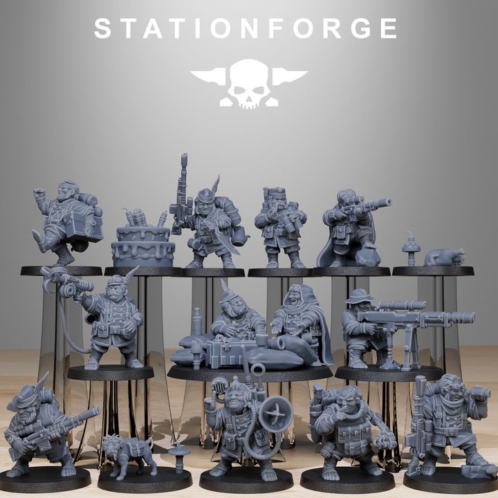 Grim Guard Skulldart Trappers, Imperial Army proxy miniature, infantry, 28mm heroic scale unpainted resin