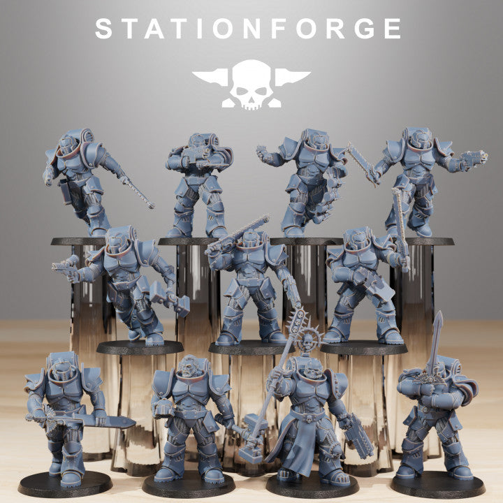 Space Knights Melee Infantry (11 Units), proxy miniature, squad, 28mm heroic scale unpainted resin