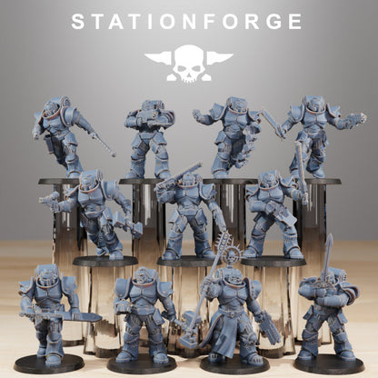 Space Knights Melee Infantry (11 Units), proxy miniature, squad, 28mm heroic scale unpainted resin