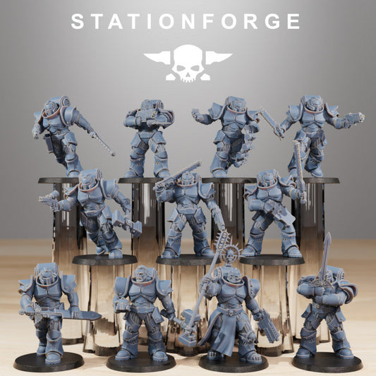 Space Knights Melee Infantry (11 Units), proxy miniature, squad, 28mm heroic scale unpainted resin