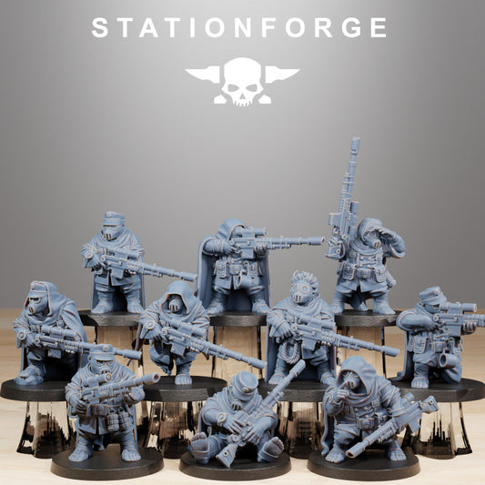 Imperial Army Grim Guard Skulldarts (10 Units), 28mm heroic scale unpainted resin