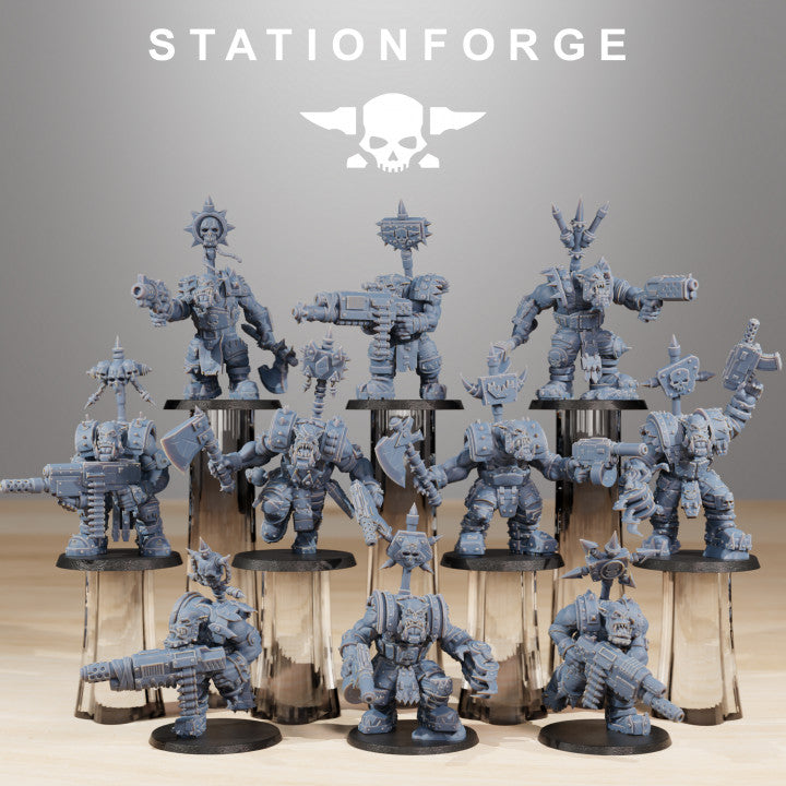 Orks Skullkrushers (10 Units), proxy miniature, squad, 28mm heroic scale unpainted resin