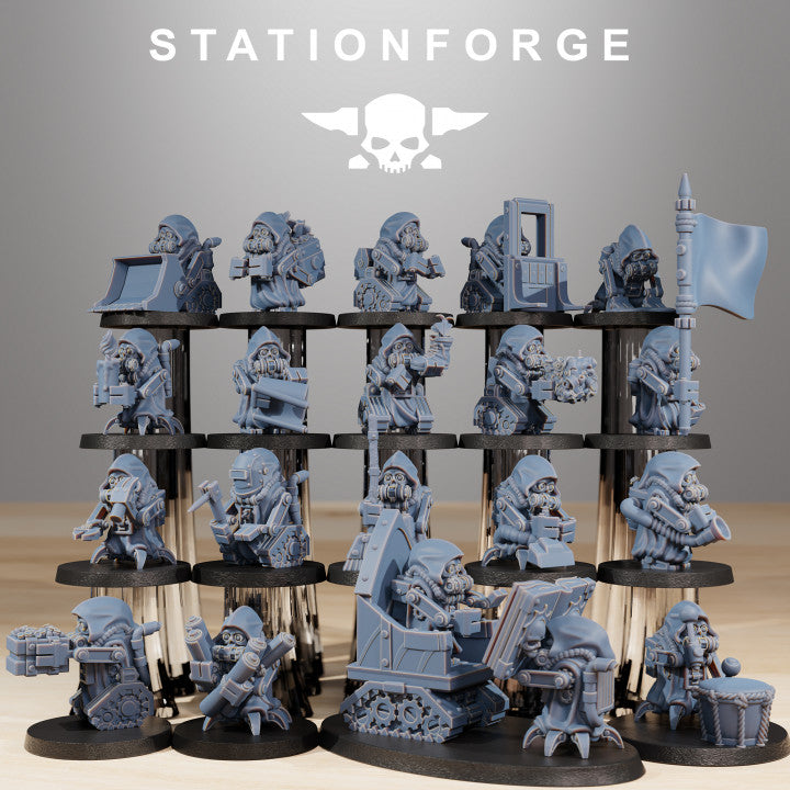 Tech Priests Scavenger Bobby Gang (21 Units), 28mm heroic scale unpainted resin