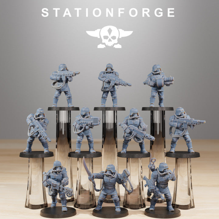 Grim Guard Commandos, Imperial Army proxy miniature, infantry, 28mm heroic scale unpainted resin