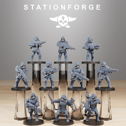 Grim Guard Commandos, Imperial Army proxy miniature, infantry, 28mm heroic scale unpainted resin