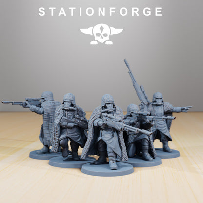 Grim Guard Snipers, Imperial Army proxy miniature, scout, 28mm heroic scale unpainted resin