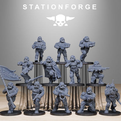 Imperial Army Grim Guard Elites (12 Units), 28mm heroic scale unpainted resin