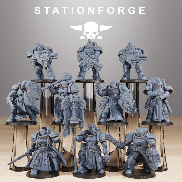 Space Knights Squad (10 Units), proxy miniature, squad, 28mm heroic scale unpainted resin