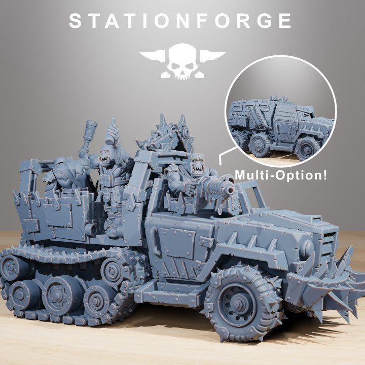 Orks Party Wagon V1, proxy miniature, 28mm heroic scale unpainted resin