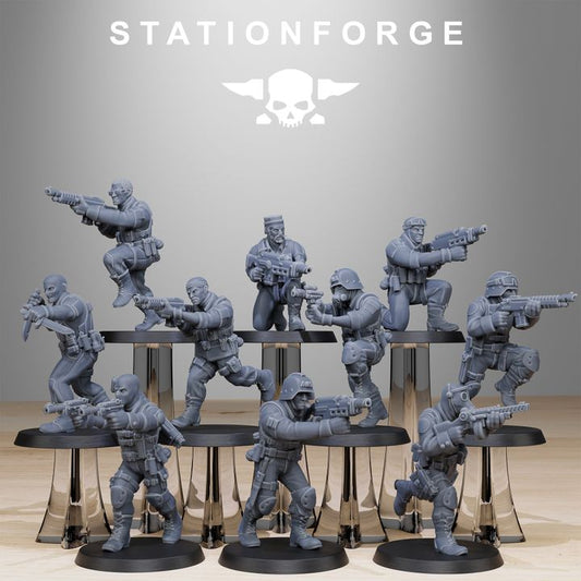 Imperial Army Grim Guard Counter Terrorists (10 Units), 28mm heroic scale unpainted resin