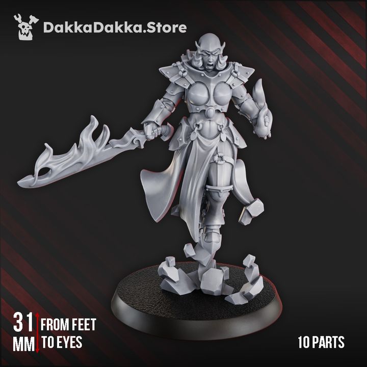 Pleasure Knights Mirael Voluptuousness Fire, proxy miniature, 28mm heroic scale unpainted resin