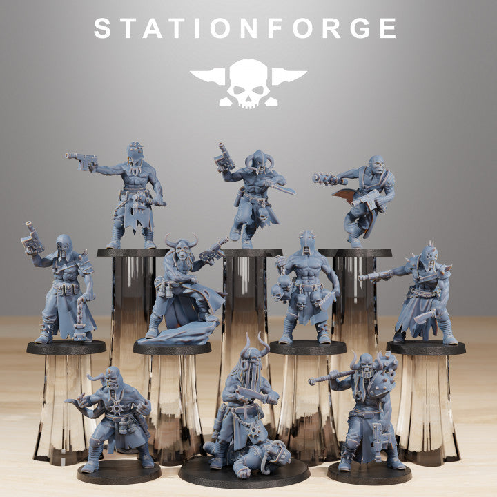 Dark Space Knights Guard Sectarians (10 Units), proxy miniature, squad, 28mm heroic scale unpainted resin