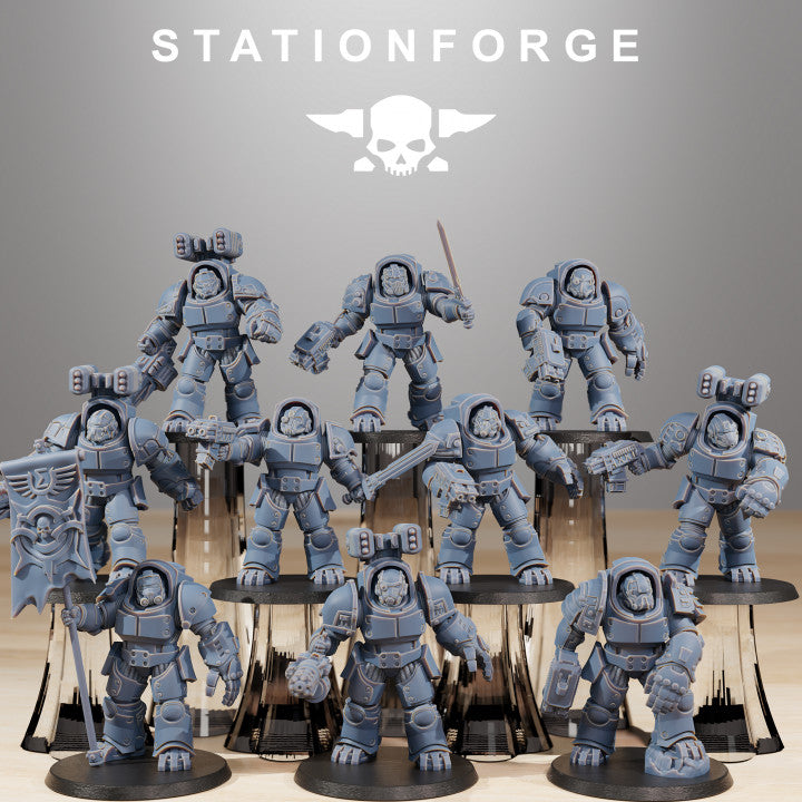 Space Knights Vanguard Shoulder Pads (10 Units), resin conversion bits, squad, 28mm heroic scale unpainted resin