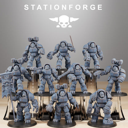 Space Knights Vanguard Shoulder Pads (10 Units), resin conversion bits, squad, 28mm heroic scale unpainted resin