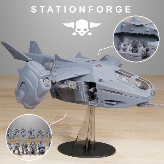 Vaskar Dropship, Imperial Army proxy miniature, 28mm heroic scale unpainted resin