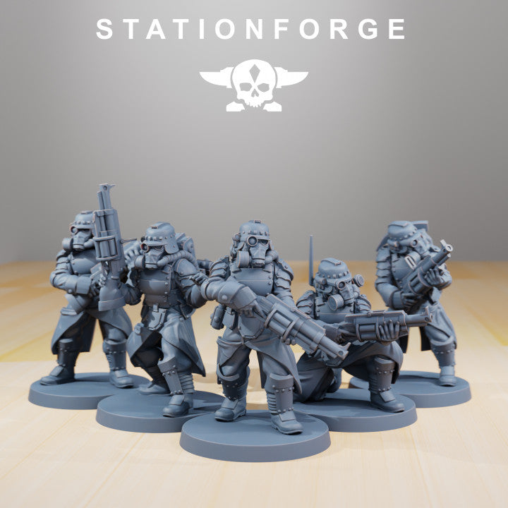 Grim Guard Tinkers, Imperial Army proxy miniature, infantry, 28mm heroic scale unpainted resin