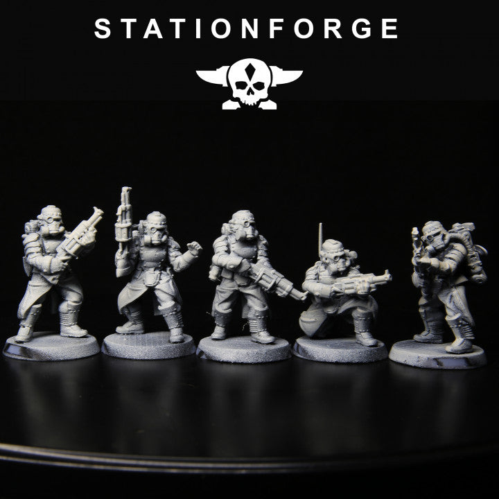 Grim Guard Tinkers, Imperial Army proxy miniature, infantry, 28mm heroic scale unpainted resin, view 4