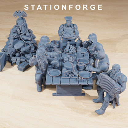 Grim Guard Holiday Feast, Imperial Army proxy miniature, infantry, 28mm heroic scale unpainted resin, view 2