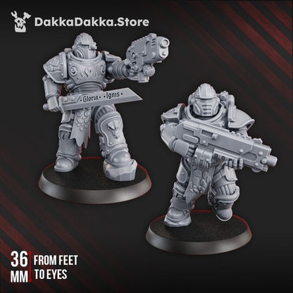 Flame Knights Warriors Tactical Squad, proxy miniature, 28mm heroic scale unpainted resin, view 2