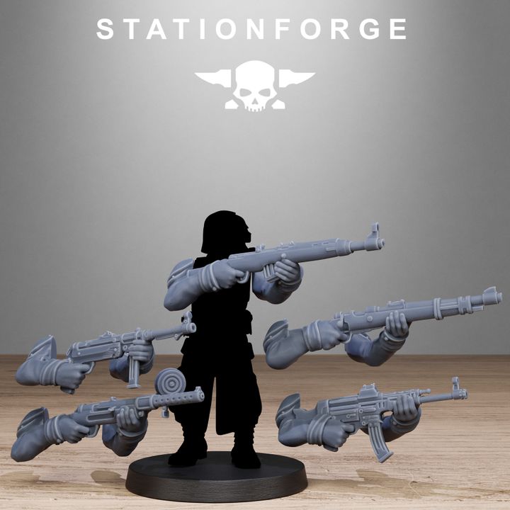 Grim Guard German Weapons Pack, Imperial Army resin conversion bits, squad, 28mm heroic scale unpainted resin, view 4