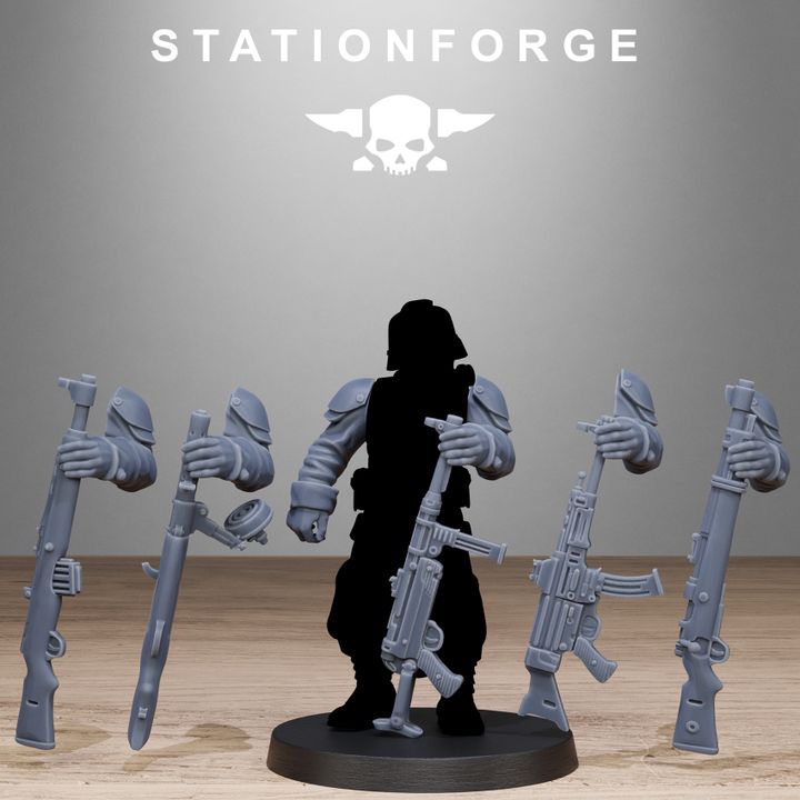 Grim Guard German Weapons Pack, Imperial Army resin conversion bits, squad, 28mm heroic scale unpainted resin, view 2