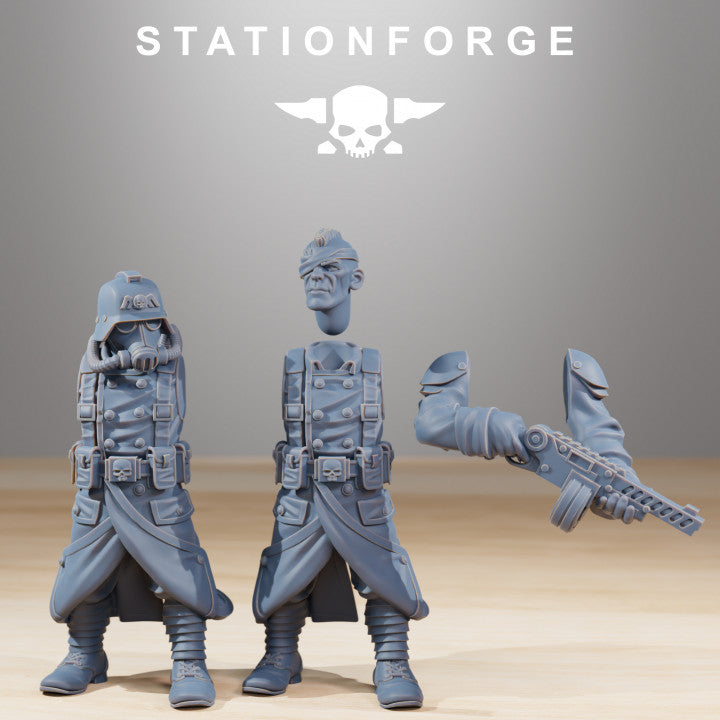 Grim Guard Combatants, Imperial Army proxy miniature, infantry, 28mm heroic scale unpainted resin, view 5