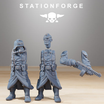Grim Guard Combatants, Imperial Army proxy miniature, infantry, 28mm heroic scale unpainted resin, view 5