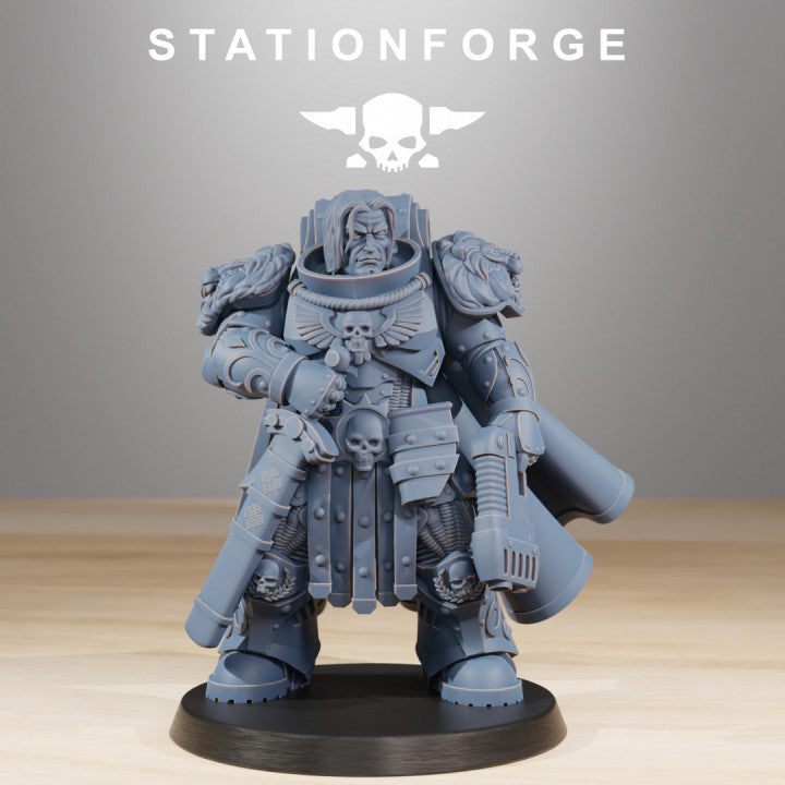 Space Knights Guardmen Commander, proxy miniature, character, 28mm heroic scale unpainted resin, view 3