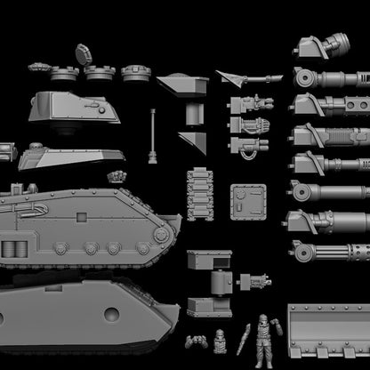 Grim Guard Battle Tank, Imperial Army proxy miniature, 28mm heroic scale unpainted resin, view 2