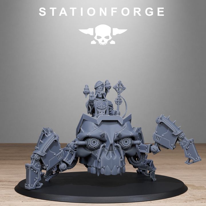 Scavenger Lectern Walker, Tech Priests proxy miniature, 28mm heroic scale unpainted resin, view 2