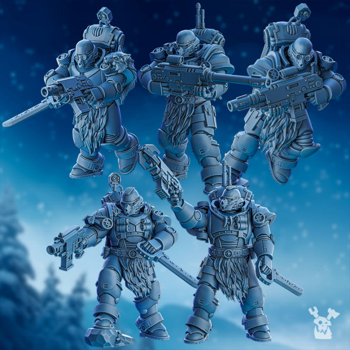 Wolf Knights Deimos Hounds Squad, proxy miniature, 28mm heroic scale unpainted resin