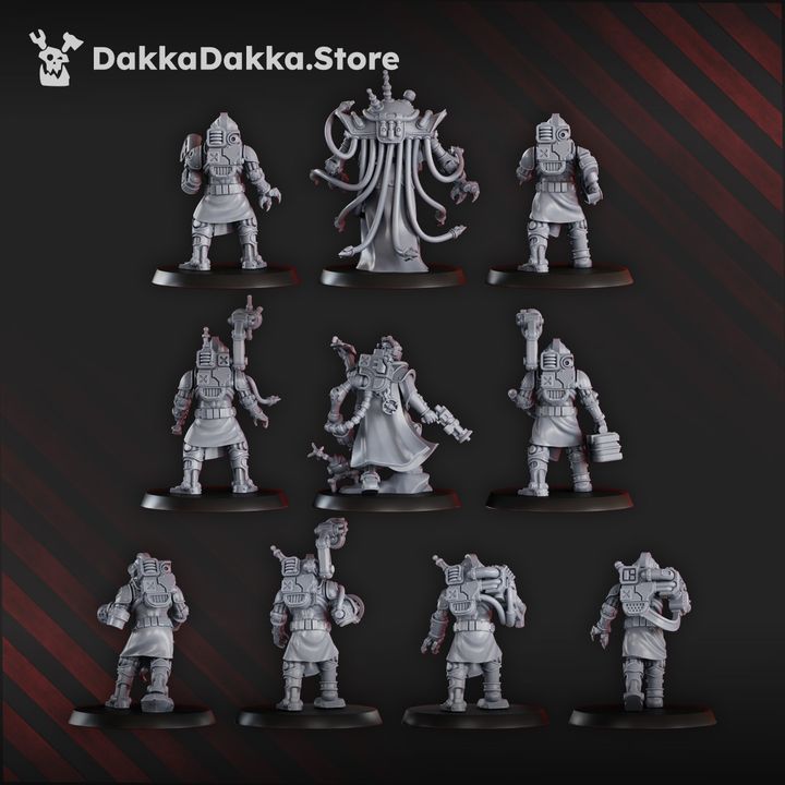 Tech Priests Liquidation Team Squad, 28mm heroic scale unpainted resin, view 2