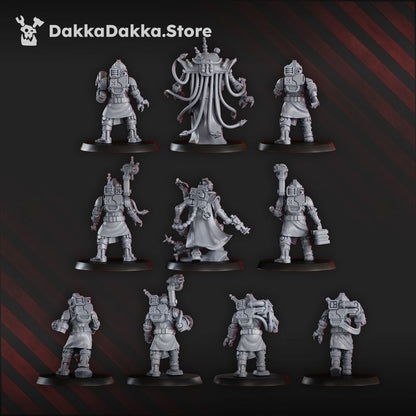 Tech Priests Liquidation Team Squad, 28mm heroic scale unpainted resin, view 2