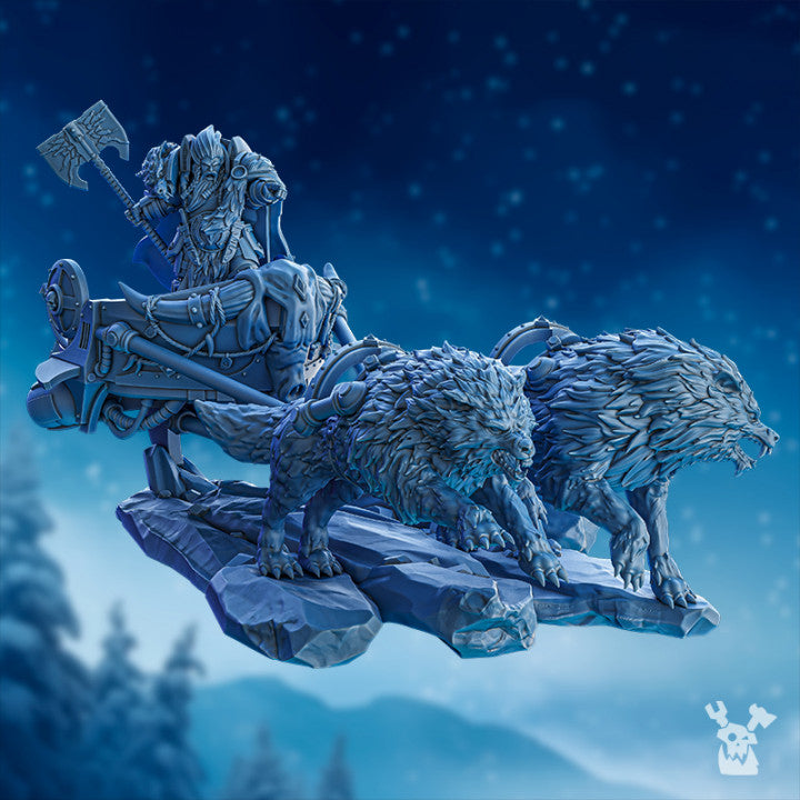 Wolf Knights Candmarr On Thunder Chariot, proxy miniature, vehicle, 28mm heroic scale unpainted resin
