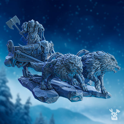 Wolf Knights Candmarr On Thunder Chariot, proxy miniature, vehicle, 28mm heroic scale unpainted resin