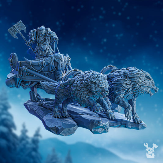 Wolf Knights Candmarr On Thunder Chariot, proxy miniature, vehicle, 28mm heroic scale unpainted resin