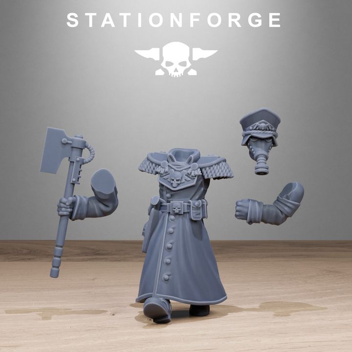 Grim Guard Vigils, Imperial Army proxy miniature, infantry, 28mm heroic scale unpainted resin, view 2