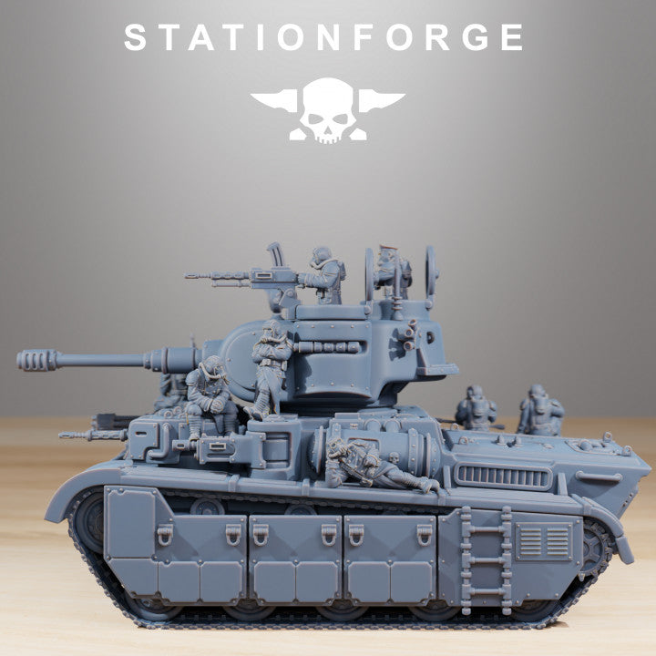 Grim Guard Heavy Battle Tank, Imperial Army proxy miniature, 28mm heroic scale unpainted resin, view 3