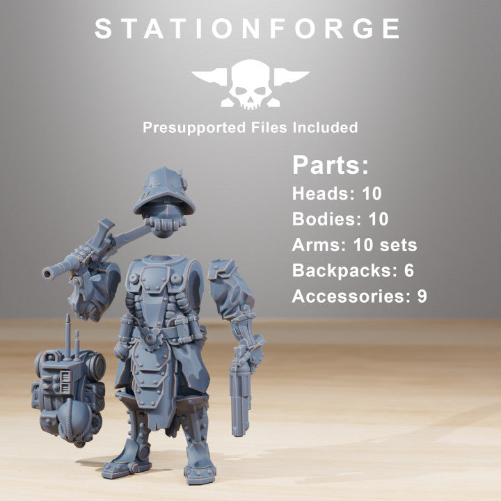 Tech Priests Infantry Backpacks (6 Units), 28mm heroic scale unpainted resin, view 2