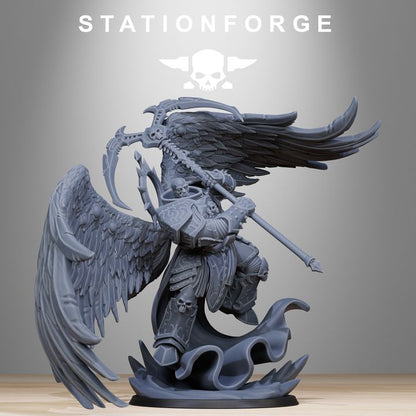 Dark Space Knights Archon Angel V1, proxy miniature, character, 28mm heroic scale unpainted resin, view 2