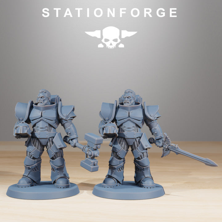 Space Knights Melee Infantry (11 Units), proxy miniature, squad, 28mm heroic scale unpainted resin, view 2