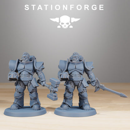 Space Knights Melee Infantry (11 Units), proxy miniature, squad, 28mm heroic scale unpainted resin, view 2