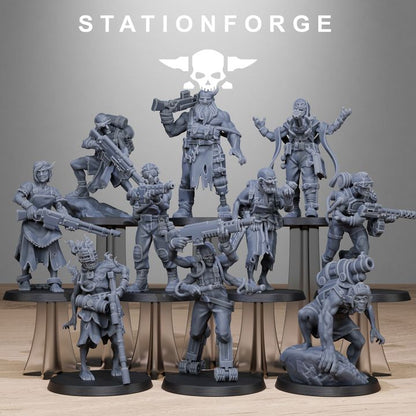 Dark Space Knights Guard Abhumans, proxy miniature, infantry, 28mm heroic scale unpainted resin, view 2