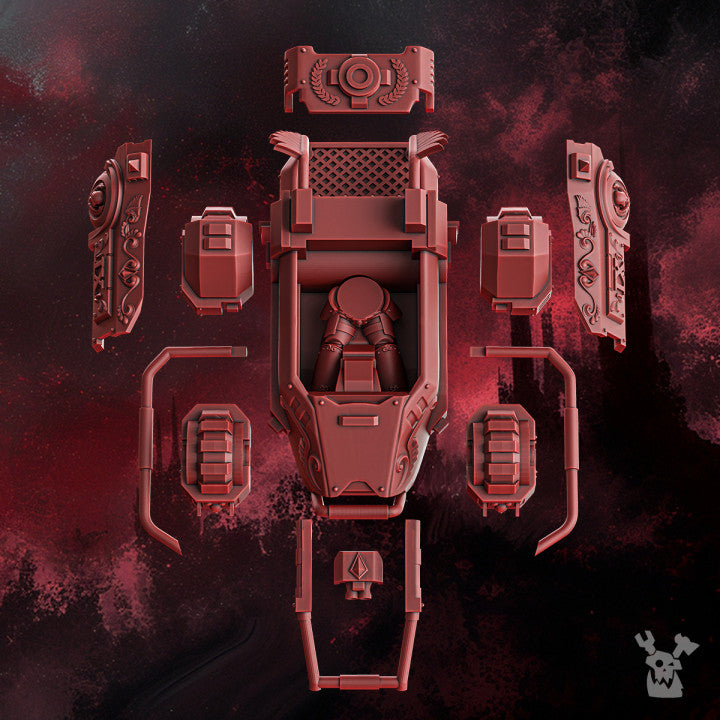 Crimson Knights Buggy, proxy miniature, vehicle, 28mm heroic scale unpainted resin, view 6