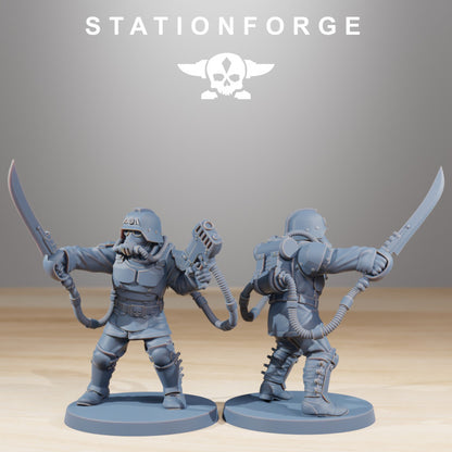 Grim Guard Commandos, Imperial Army proxy miniature, infantry, 28mm heroic scale unpainted resin, view 2