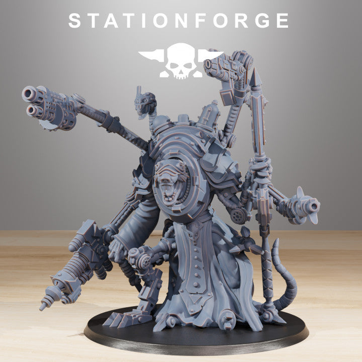 Raticus Techer, Tech Priests proxy miniature, 28mm heroic scale unpainted resin, view 2