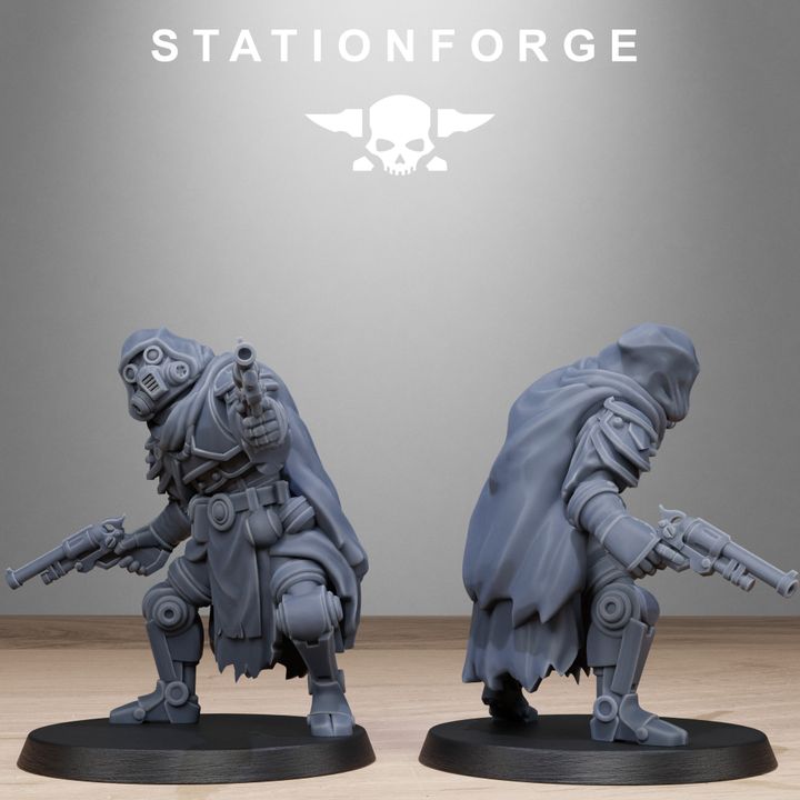 Scavenger Tech Magicians, Tech Priests proxy miniature, 28mm heroic scale unpainted resin, view 9