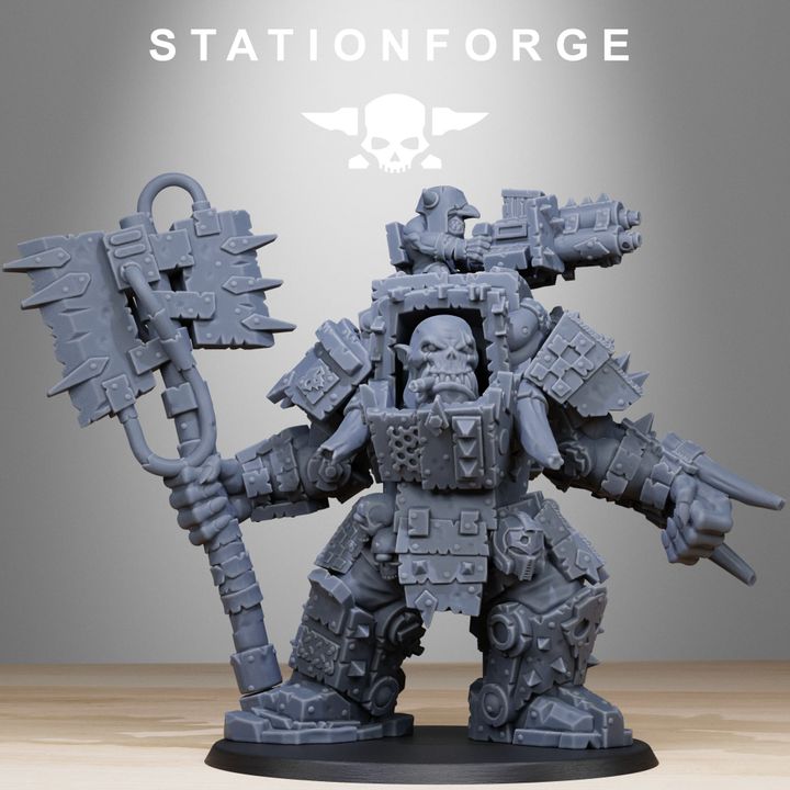 Orks Commander, proxy miniature, character, 28mm heroic scale unpainted resin, view 5